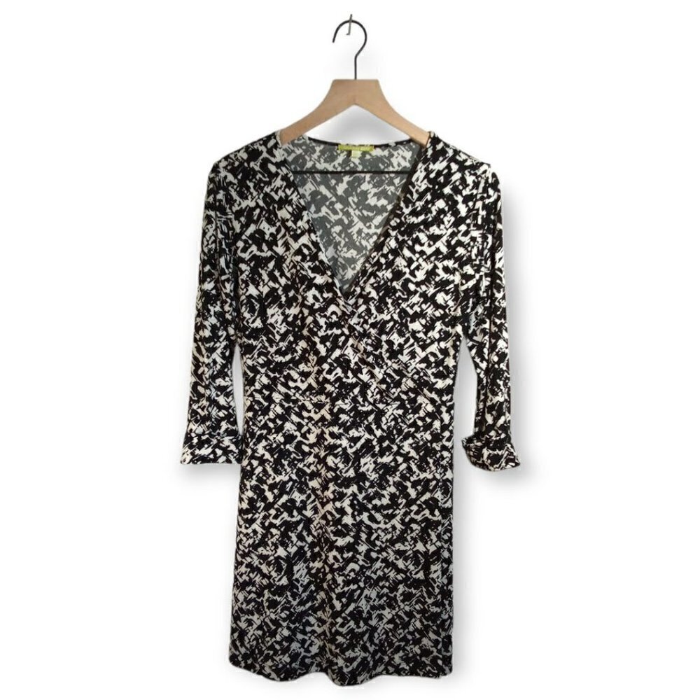 Gianni Bini 3/4 Sleeve Faux Wrap Mid Dress Size Small